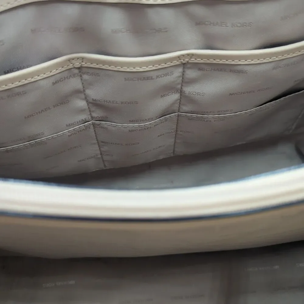 Michael Kors Jet Set Travel East West Monogram Tote Bag Purse Vanilla - Picture 10 of 16